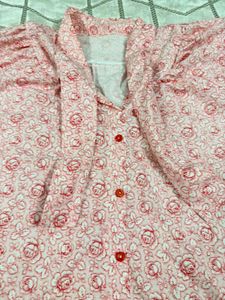 Pink Floral Print Button-Up