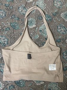 Ribbed Halter Neck Crop Top