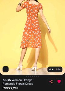 PlusS Orange Romantic Floral Dress