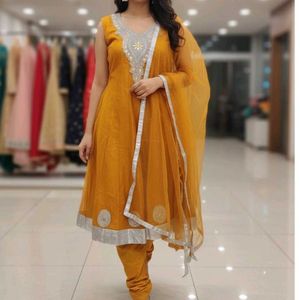 Elegant Mustard Anarkali Suit Set