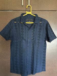 Stylish Navy Blue Button-Down Shirt