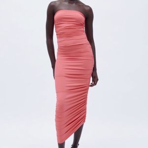 Zara New Celeb Style Bodycon Strapless Midi Dress