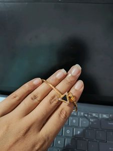 "Gold-Plated Triangle Charm Bracelet with Crystal
