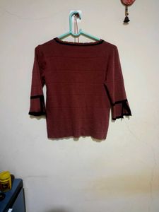 Maroon Bell Sleeve Top
