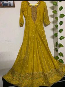 Beautiful mustard yellow Embroidered Gown