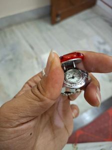 Unique Red Flower Ring with Watch