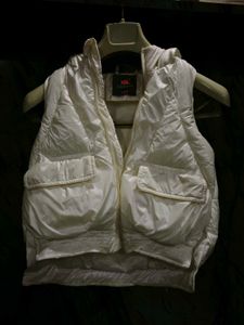 White Puffer Vest with Hood