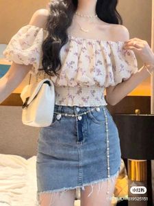 Korean Pinterest Chic Floral Off-Shoulder Top