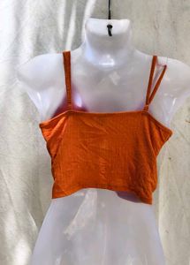 Orange Twist Front Crop Top