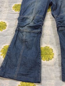 Flared Denim Cargo Pants