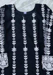 Elegant Black Embroidered Kurta Set