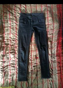 Blue and black Distressed Patch Jeans