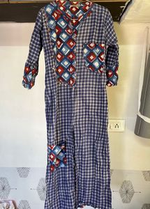 Stylish Blue Checkered Kurti