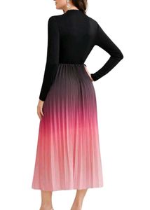 Elegant Ombre Pleated Midi Dress