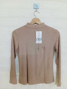 Neutral Turtleneck Long Sleeve Top