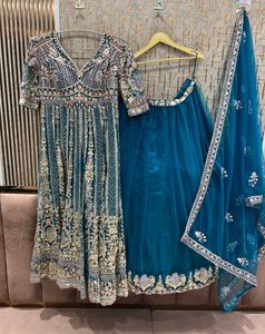 Stunning Embellished Teal Lehenga Choli Set