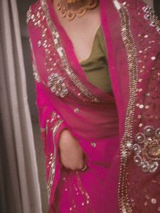 Y2K Pink Embroidered Saree 💗