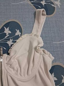 Chic White Ruched Bodysuit
