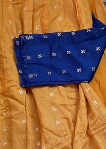 Elegant Yellow chaniya with Blue Blouse peice