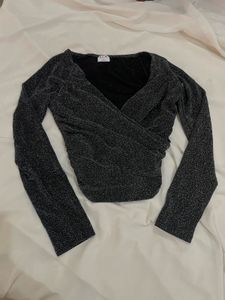 Sparkly Ruched Wrap Top