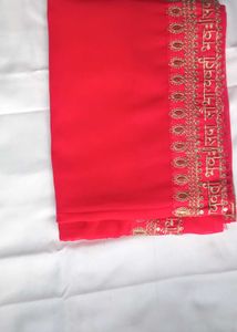 ✨❤Red Georgette Embroidered Saree❤✨