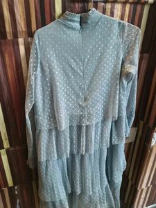 gray🩶 Polka Dot Tiered Dress