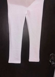 White Textured Palazzo Pants