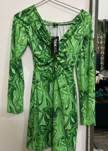 Green Swirl Print Dress