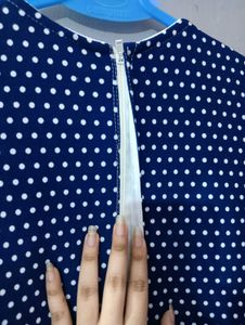 Adorable Blue Polka Dot Dress with Embellishments
