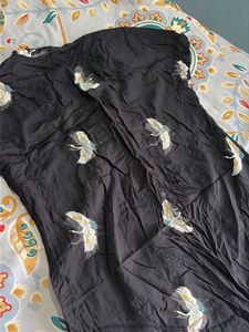 Black Kurta with Crane Print