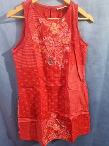 Red Paisley Sleeveless Tank Top