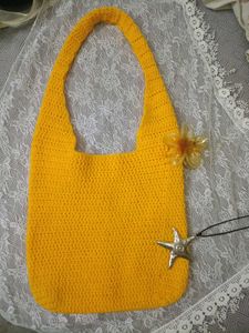 Handmade Crocheted Yellow Hobo Bag