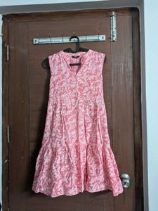 Flowy Pink Floral Tiered Dress