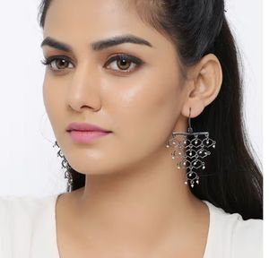 Jali pearl layered drop earrings