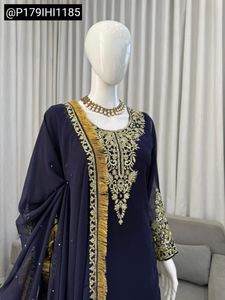 Heavy Work Navy Blue Kurta Set