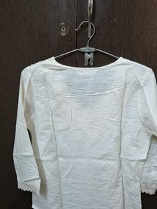 Boho Cream Lace Trimmed Kurta Top