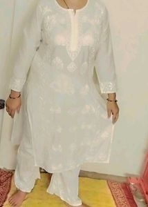 Elegant White Chikankari Kurta Set