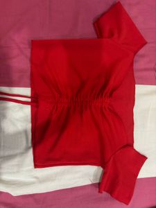 Chic Red Ruched Tunic Top