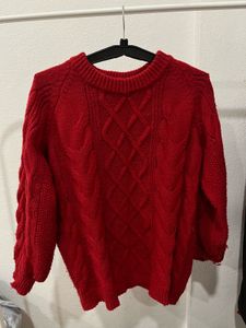 Chic Red Cable Knit Sweater