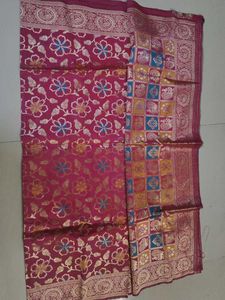 Pure raw silk floral zari Saree