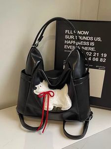 Cute Dog Applique Black Handbag