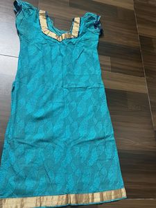 Teal Kurta with Gold Border