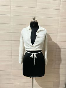 Korean imported Cozy White Wrap Top