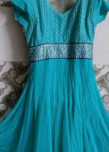 Stunning Blue Anarkali Gown with Embroidery