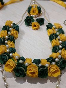 Floral Jewellery Set - Yellow &amp; Green