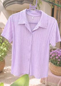 Lavender Textured Button-Up Shirt