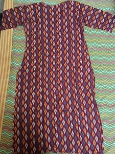 Maroon Ethnic Kurta with Diamond Ikkat Print