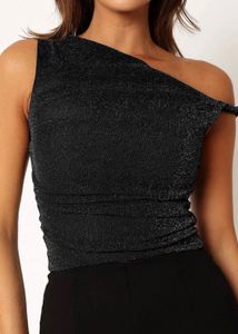 Sparkly One-Shoulder Top