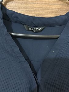 Elegant Navy Blue Pleated shirt