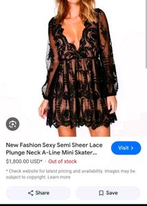 BOOHOO Black Lace V-Neck Mini Dress